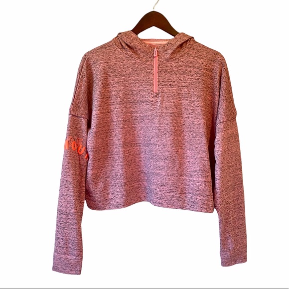 Under Armour Tops - Under Armour NWT Pink & Grey Crop Hoodie Womens Size Small